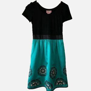 Phoebe Couture Black and Teal Mini Dress